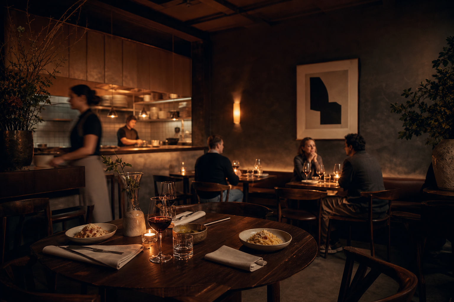Atmosphärischer Gastraum eines italienischen Restaurants